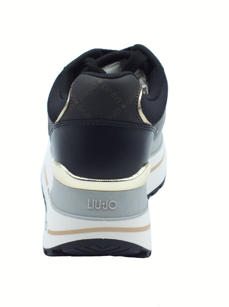 LIU JO LIU JO BF5011 Maxi Wonder Plus Black Sneakers moda per Donna in pelle e zeppona Black