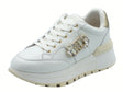 LIU JO LIU JO BF5043 Amazing Milk Sneakers moda per Donna in pelle con zirconi e zeppa Amazing Milk