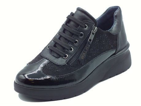 Melluso Melluso K55438Z Nero Sneakers Confort per Donna in pelle e tessuto con lampo e lacci Nero