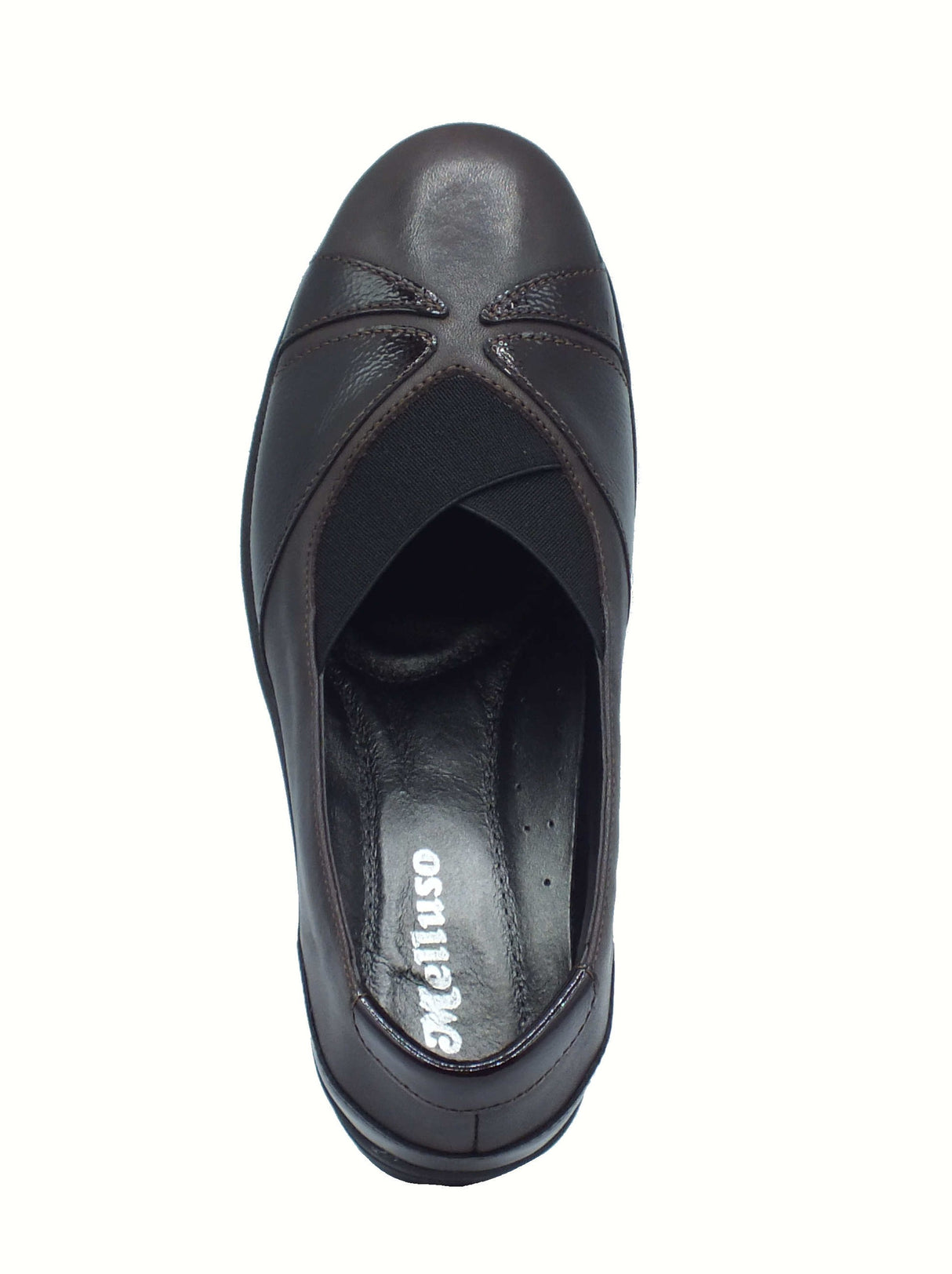 Melluso Melluso K91637 Brown Mocassini confort per Donna in pelle e vernice marrone con zeppa media Brown