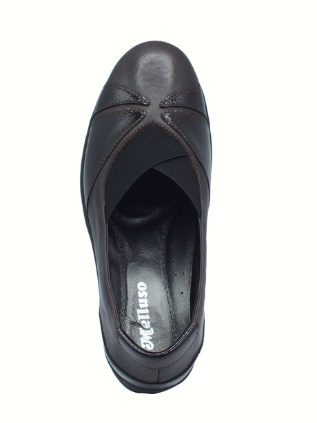 Melluso Melluso K91637 Brown Mocassini confort per Donna in pelle e vernice marrone con zeppa media Brown