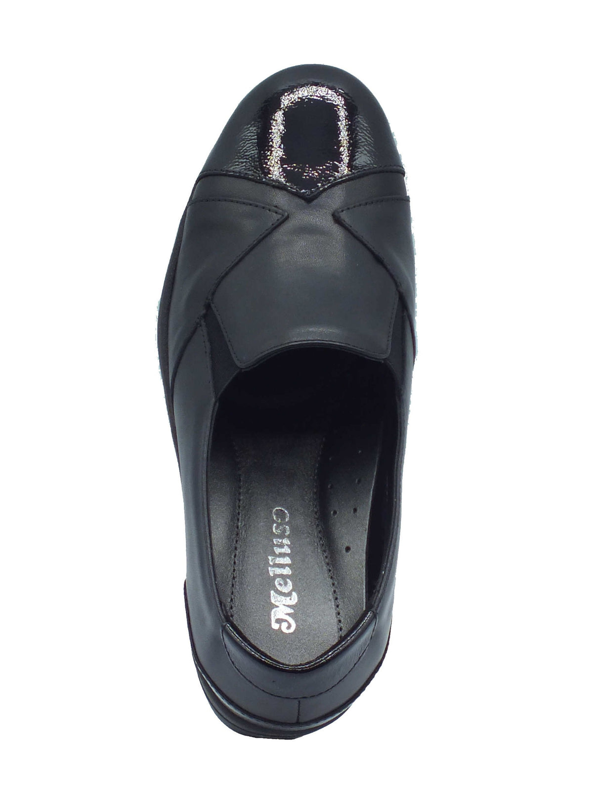 Melluso Melluso K91639 Black Mocassini confort per Donna in pelle e vernice nero con zeppa alta Black