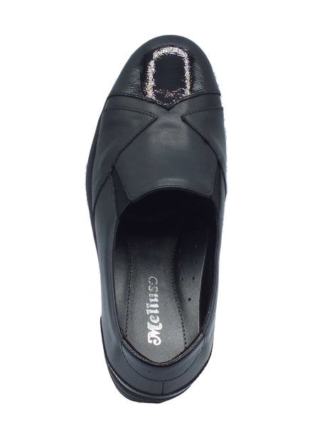 Melluso Melluso K91639 Black Mocassini confort per Donna in pelle e vernice nero con zeppa alta Black