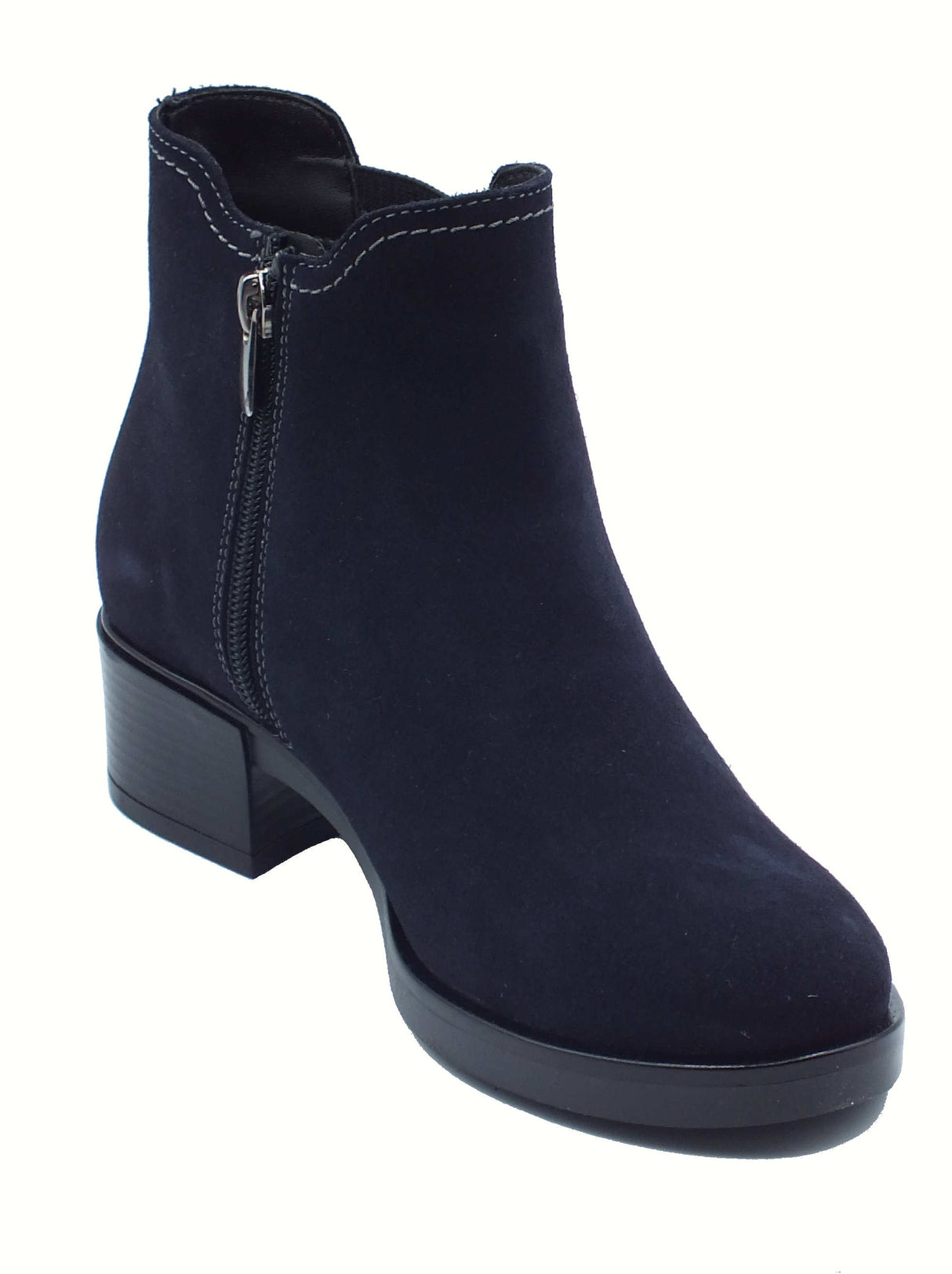 Melluso Melluso K91863 Blu Tronchetti con tacco per Donna in camoscio con lampo Blu