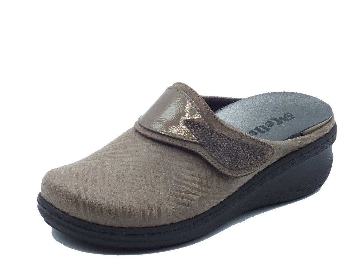 Melluso Melluso PD908Z Castoro Pantofole per Donna in tessuto e nabuk beige scuro con sottopiede estrabile Castoro