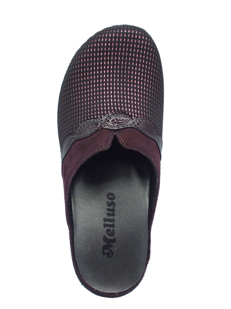 Melluso Melluso PD910 Bordò Pantofole per Donna in tessuto e nabuk con sottopiede estrabile zeppa alta Bordò