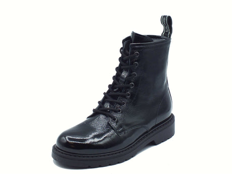 Nero Giardini NeroGiardini I309180D Naplak Nero Anfibi per Donna in pelle verniciata con tacco basso lacci/ Nero