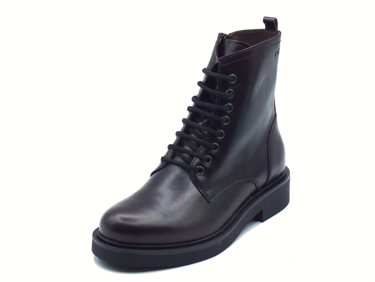 Nero Giardini NeroGiardini I513975D Manolete Bordò Anfibi per Donna in pelle con tacco basso lacci e lampo Bordò