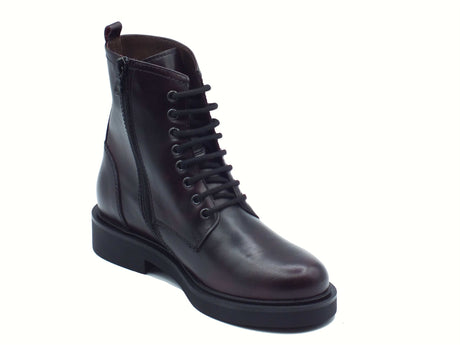 Nero Giardini NeroGiardini I513975D Manolete Bordò Anfibi per Donna in pelle con tacco basso lacci e lampo Bordò