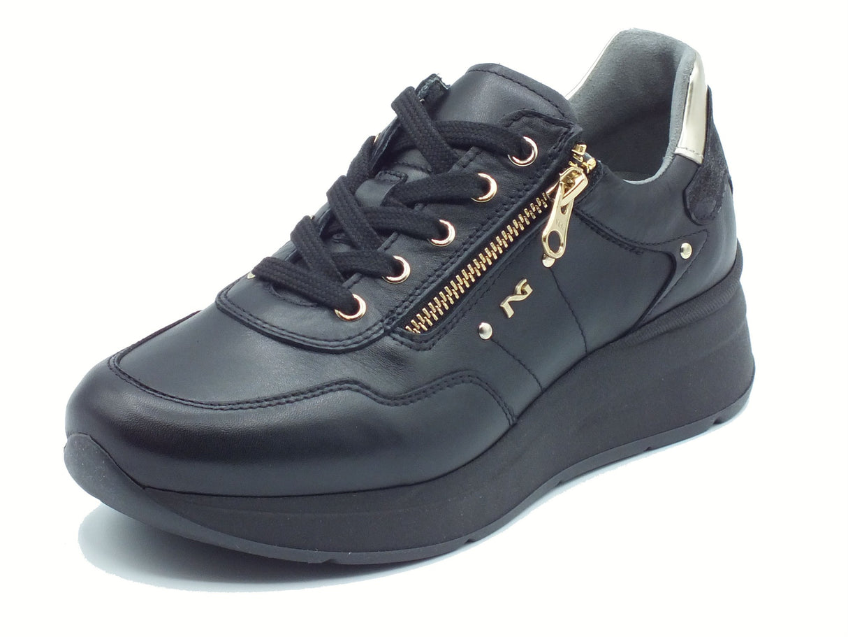 Nero Giardini NeroGiardini I514070D Guanto Nero Sneakers per Donna in pelle zeppa alta Nero