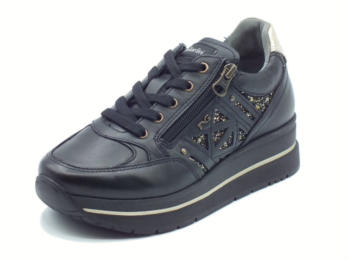 Nero Giardini NeroGiardini I514100D Guanto Nero Sneakers per Donna in pelle zeppa alta Nero