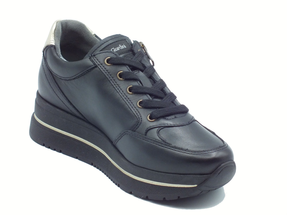 Nero Giardini NeroGiardini I514100D Guanto Nero Sneakers per Donna in pelle zeppa alta Nero