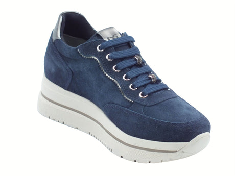 Nero Giardini NeroGiardini I514105D Velour Incanto Sneakers Donna in camoscio blu con zeppa Incanto