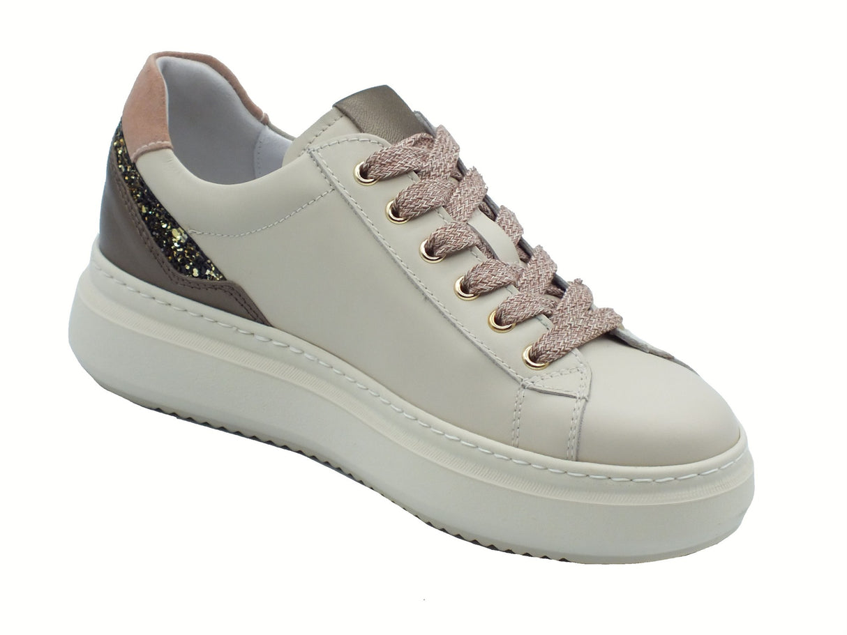 Nero Giardini NeroGiardini I514160D Velvet Milk Sneakers per Donna in pelle zeppa bassa Velvet Milk