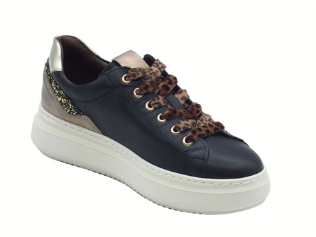 Nero Giardini NeroGiardini I514160D Guanto Nero Sneakers per Donna in pelle zeppa bassa Nero