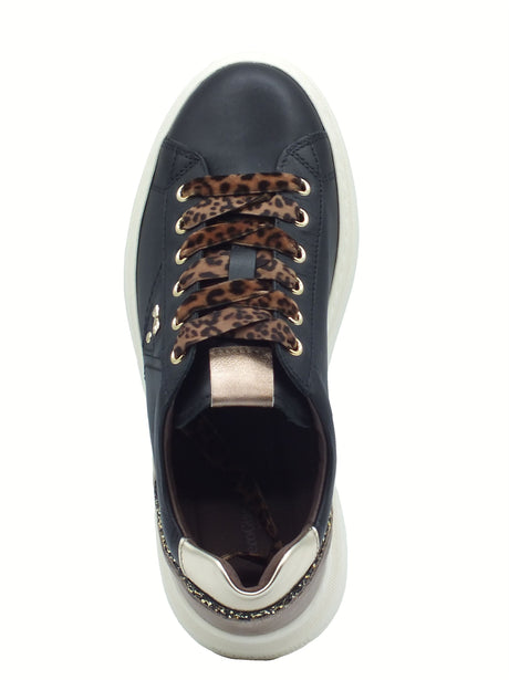 Nero Giardini NeroGiardini I514160D Guanto Nero Sneakers per Donna in pelle zeppa bassa Nero