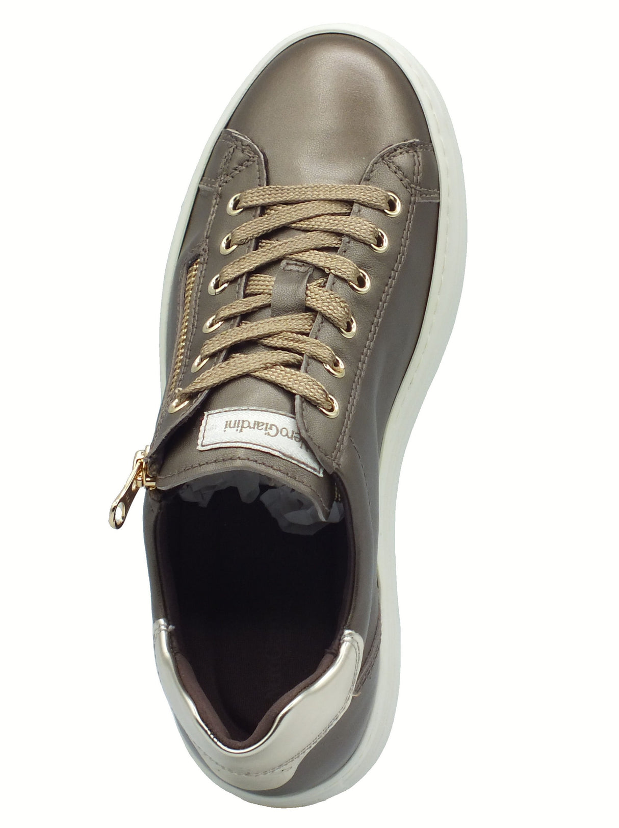 Nero Giardini NeroGiardini I514185D Bagoya Brown Sneakers per Donna in pelle zeppa bassa elementi oro Bagoya Brown