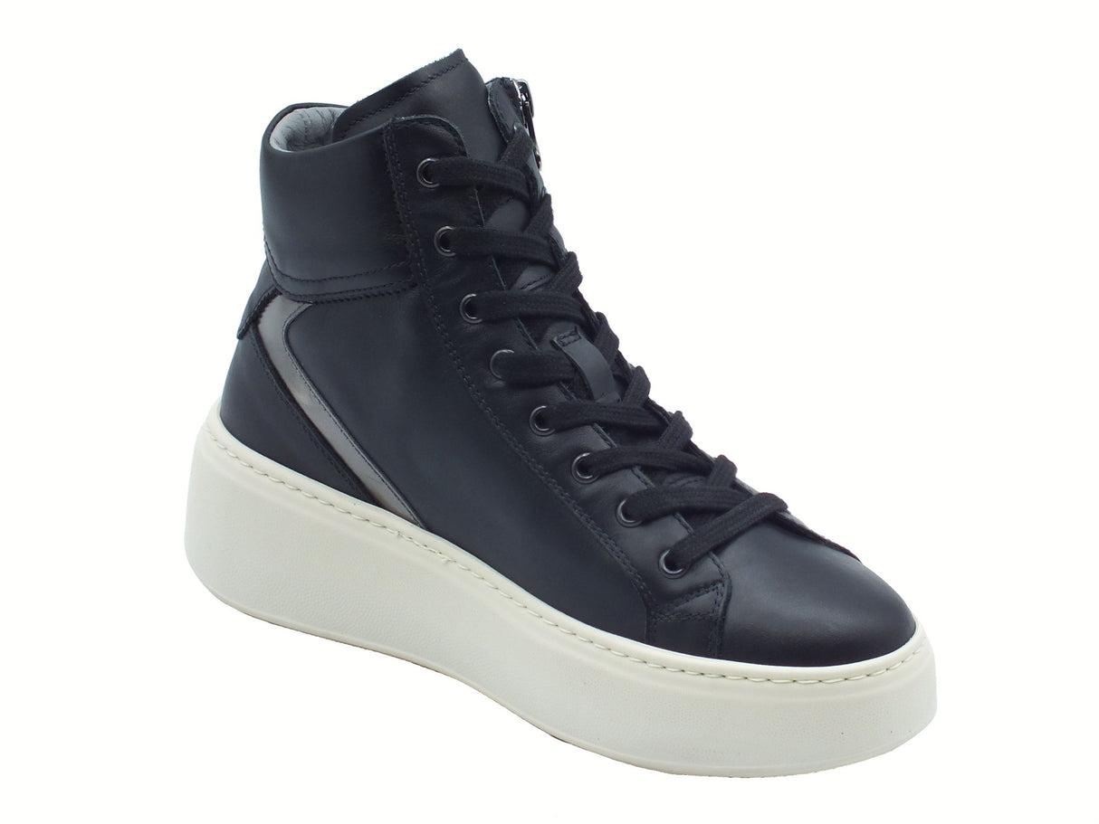 Nero Giardini NeroGiardini I514213D Guanto Nero Sneakers per Donna in pelle zeppa alta Nero