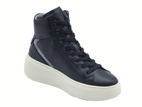 Nero Giardini NeroGiardini I514213D Guanto Nero Sneakers per Donna in pelle zeppa alta Nero