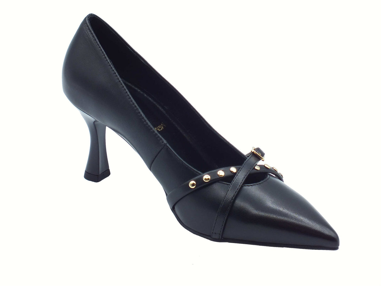 Nero Giardini NeroGiardini I514480DE Nappa Pandora Nero Decoltè eleganti per Donna in pelle tacco rocchetta Nero