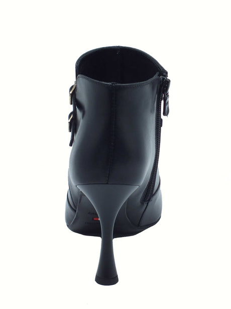 Nero Giardini NeroGiardini I514492DE Nappa Pan Nero Tronchetti eleganti per Donna in pelle tacco rocchetta Nero