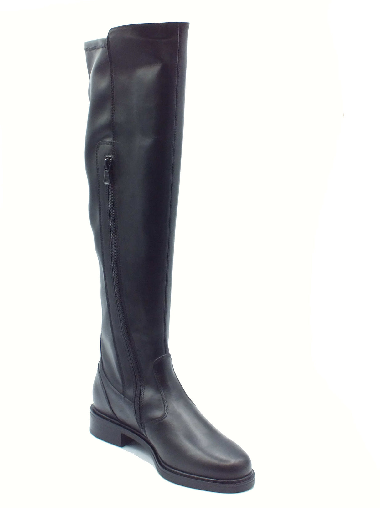 Nero Giardini NeroGiardini I514705D Nero Stivali per Donna in pelle con lampo ed elastico sul polpaccio tacco bass Nero