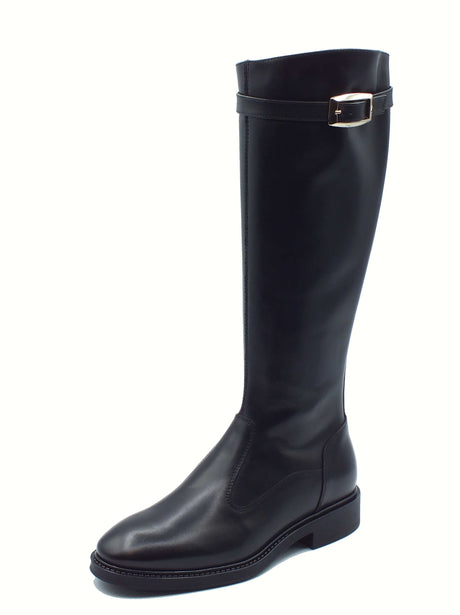 Nero Giardini NeroGiardini I514713D Guanto Nero Stivali per Donna in pelle con lampo e tacco basso Nero