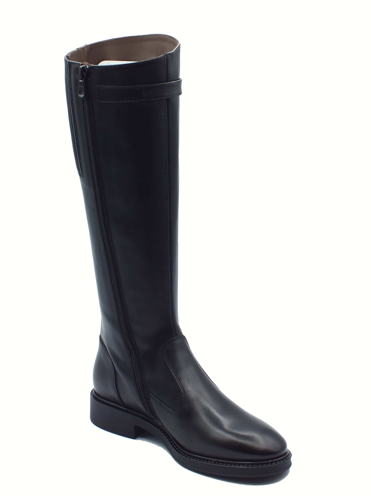 Nero Giardini NeroGiardini I514713D Guanto Nero Stivali per Donna in pelle con lampo e tacco basso Nero