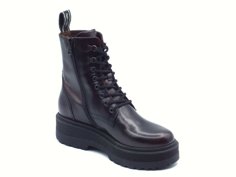 Nero Giardini NeroGiardini I514755D Manolete Bordò Anfibi per Donna in pelle con zeppa alta lacci e lampo Bordò