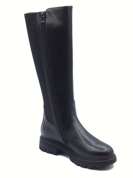 Nero Giardini NeroGiardini I514765D Guanto Elastico Nero Stivali per Donna in pelle e tessuto elastico con lampo/ Nero