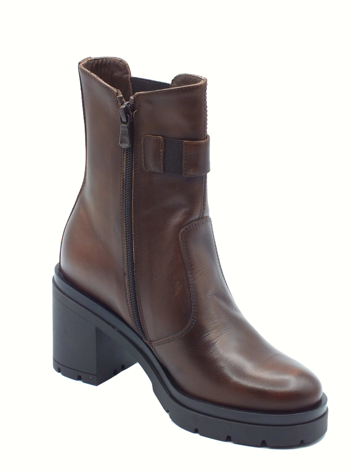 Nero Giardini NeroGiardini I514791D Delavato Beige Tronchetti per Donna in pelle testa di moro con lampo Beige