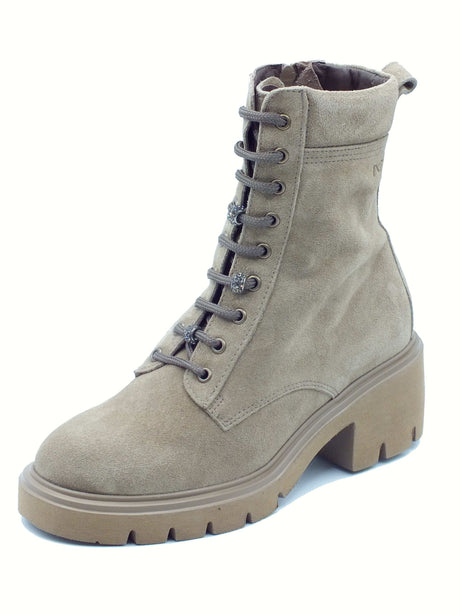 Nero Giardini NeroGiardini I514812D Arold Col Argilla Anfibi moda per Donna in nabuk con lacci e lampo tacco medio Argilla