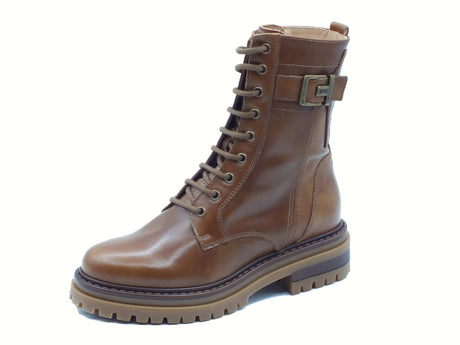 Nero Giardini NeroGiardini I514834D Manolete Cuoio Anfibi moda per Donna in pelle con lacci e lampo tacco basso Cuoio