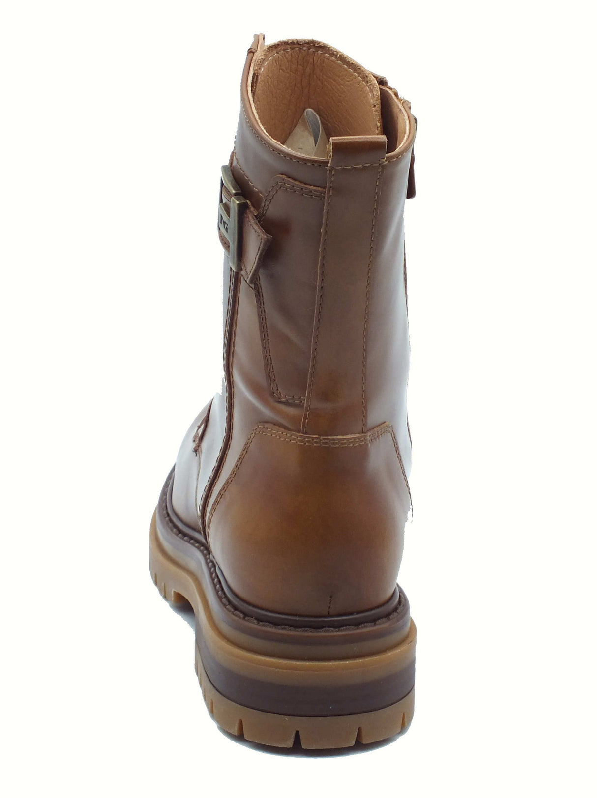 Nero Giardini NeroGiardini I514834D Manolete Cuoio Anfibi moda per Donna in pelle con lacci e lampo tacco basso Cuoio