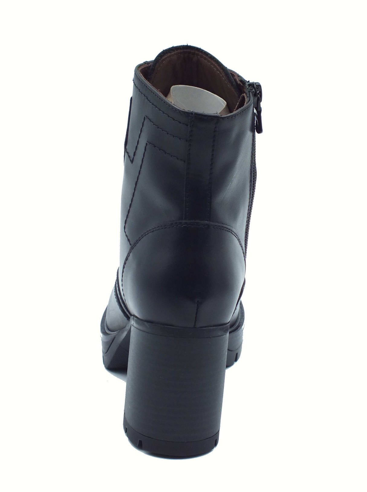 Nero Giardini NeroGiardini I514850D Guanto Nero Tronchetti per Donna in pelle con lampo, lacci e tacco alto Nero