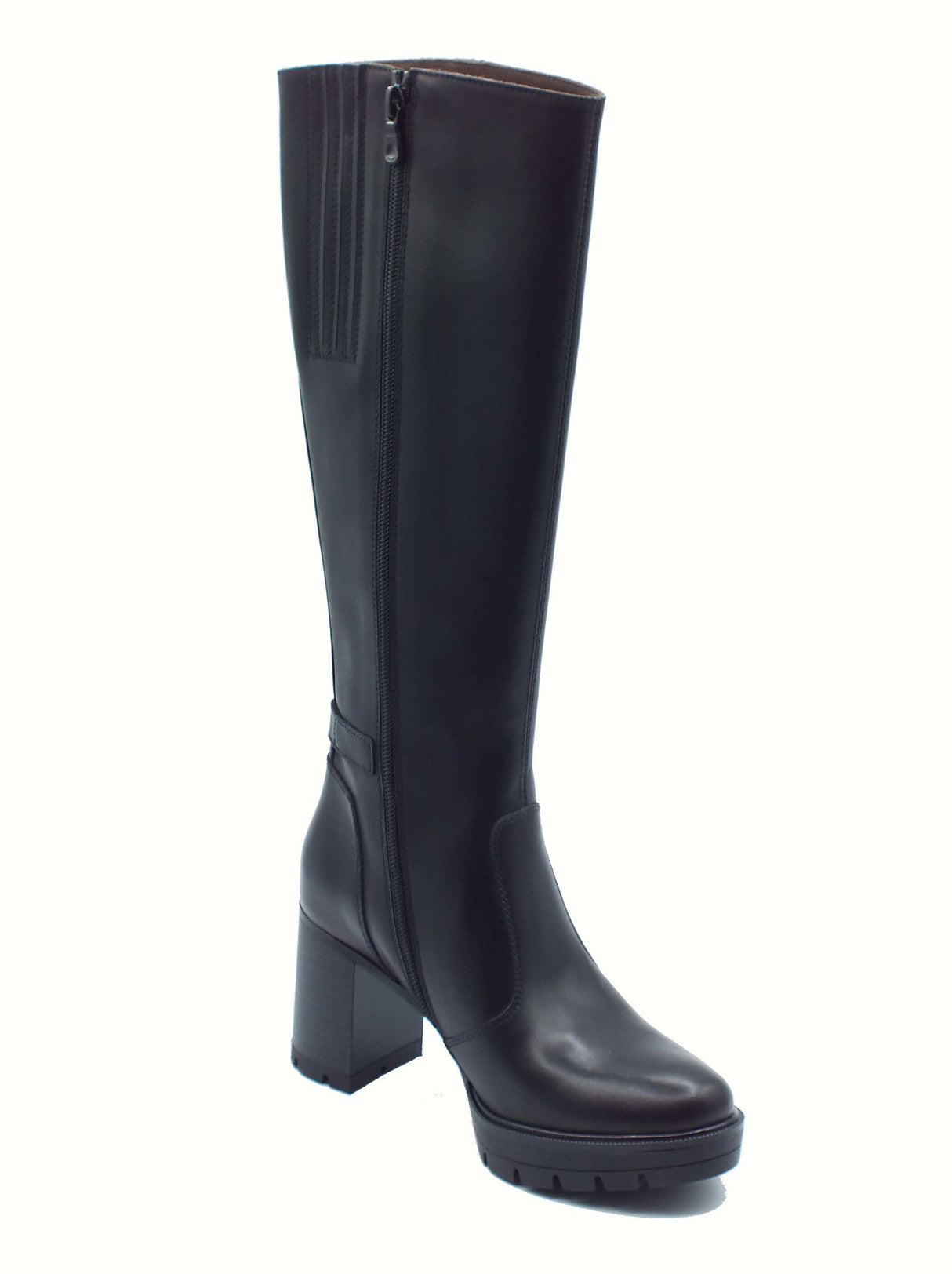 Nero Giardini NeroGiardini I514855D Guanto Nero Stivali per Donna in pelle con lampo e tacco alto Nero