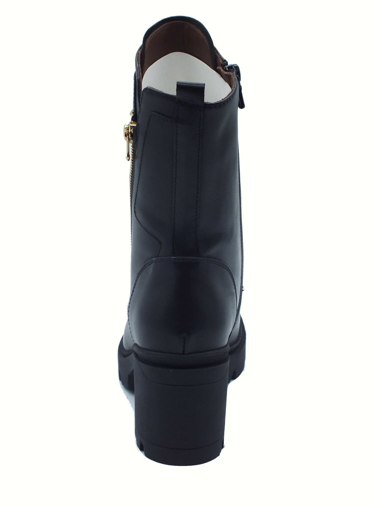 Nero Giardini NeroGiardini I514881D Guanto Nero Anfibi moda per Donna in pelle con lacci e lampo tacco alto Nero