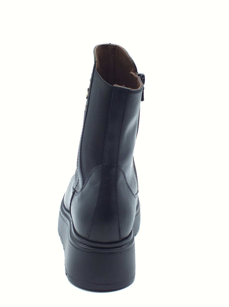 Nero Giardini NeroGiardini I514901D Nero Tronchetti per Donna in pelle con lampo e zeppa media Nero