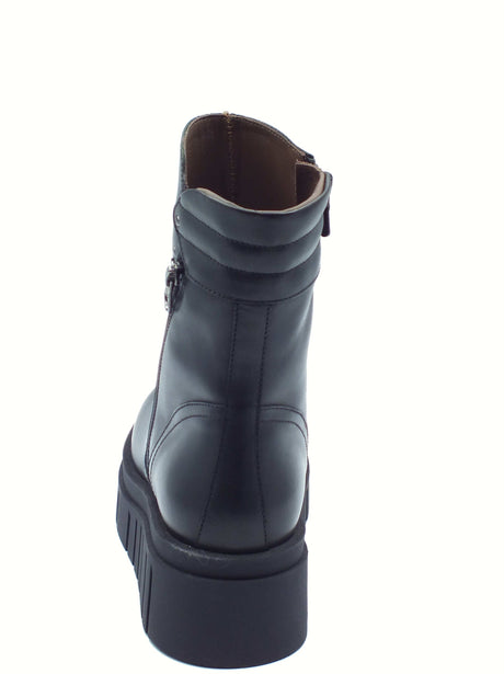 Nero Giardini NeroGiardini I514913D Nero Tronchetti per Donna in pelle con lampo e zeppa media Nero