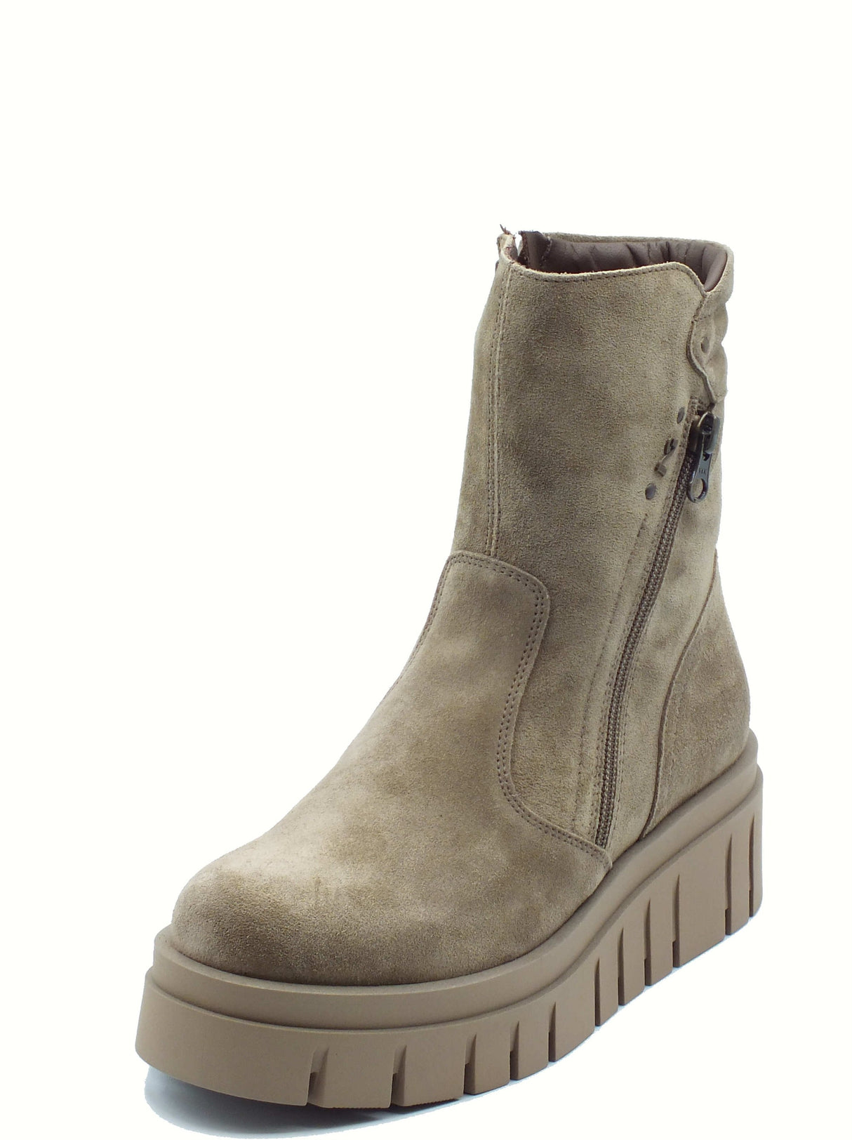 Nero Giardini NeroGiardini I514914D Arold Argilla Tronchetti per Donna in camoscio con lampo e zeppa media Arold Argilla