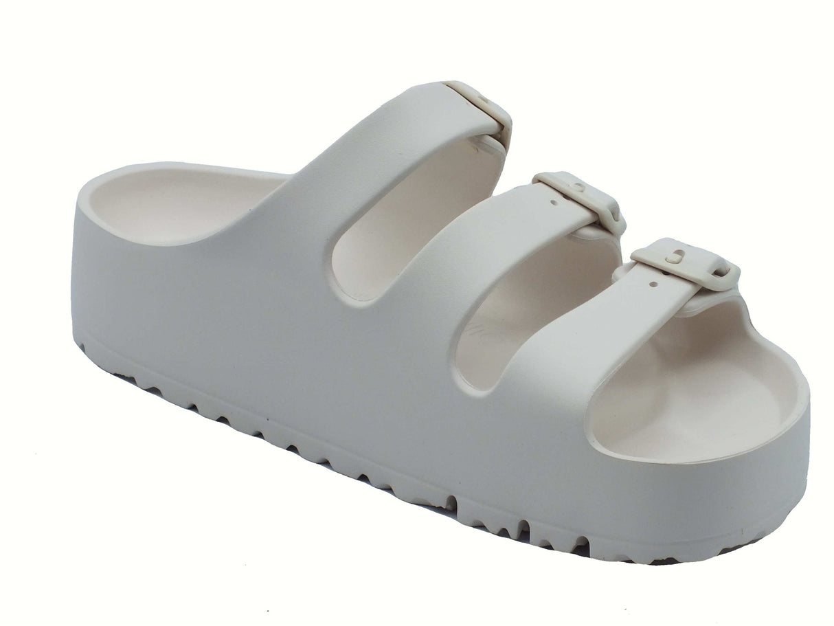 Papillio Papillio 1029770 Florida III Pap Flex Platform Egg Shell Sandali per Donna con tripla fibia bianco