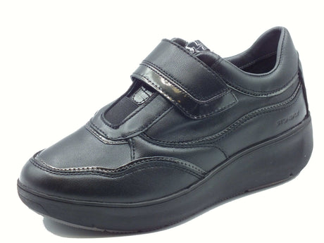 Stonefly Stonefly 222955 Black Sneakers per Donna in pelle con chiusura a strappo e zeppa media Black