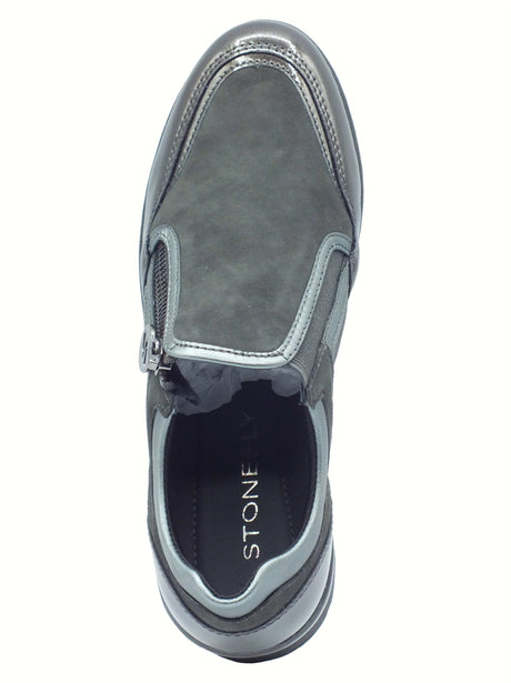 Stonefly Stonefly 222962 Cream Laminated Mocassini per Donna in nabuk con chiusura lampo Cream Laminated