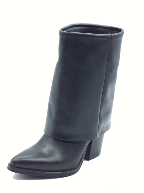 Stelio Malori STM - Stelio Malori 2050 Vitello Nero Tronchetti Texani per Donna in pelle nera Nero