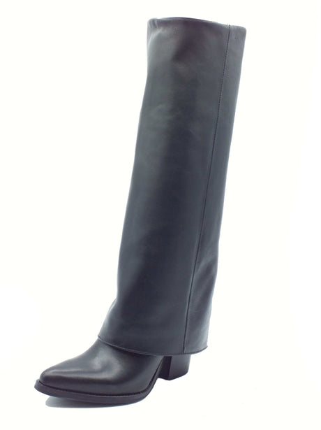 Stelio Malori STM - Stelio Malori 5026 Vitello Nero Tronchetti Texani per Donna in pelle nera Nero