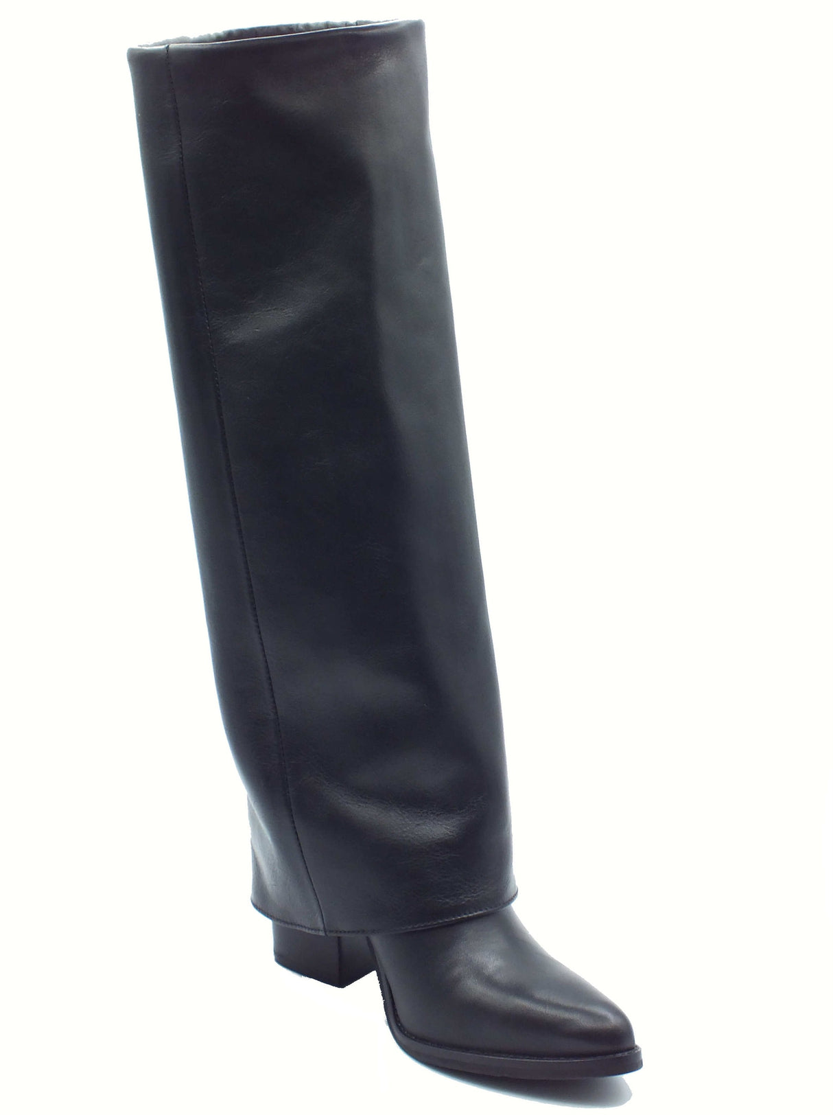 Stelio Malori STM - Stelio Malori 5026 Vitello Nero Tronchetti Texani per Donna in pelle nera Nero