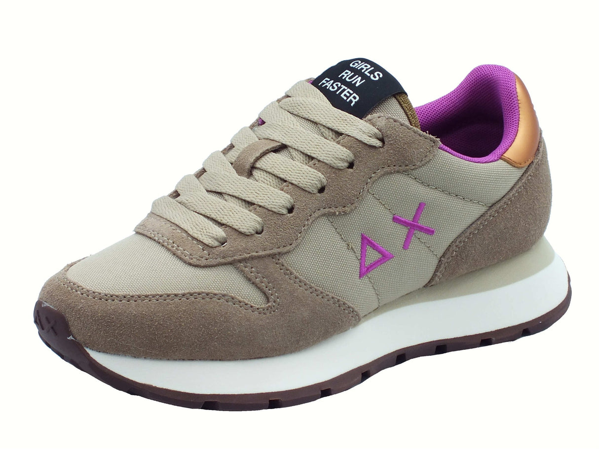 SUN68 SUN68 Z45201 Ally Solid Beige Scuro Scarpe Sportive per Donna nabuk e tessuto Beige Scuro