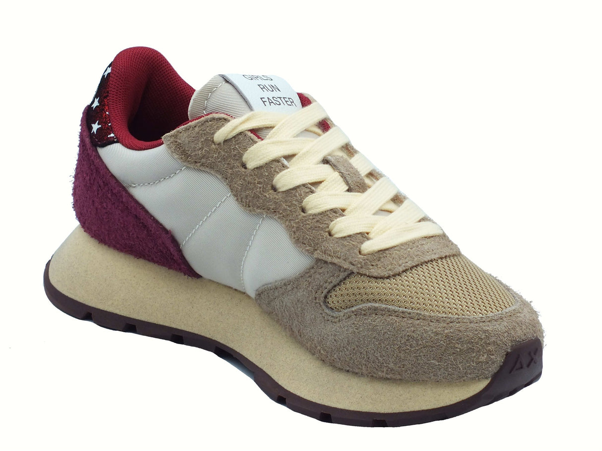 SUN68 SUN68 Z45207 Ally Vintage Beige Scarpe Sportive per Donna in camoscio e tessuto Beige