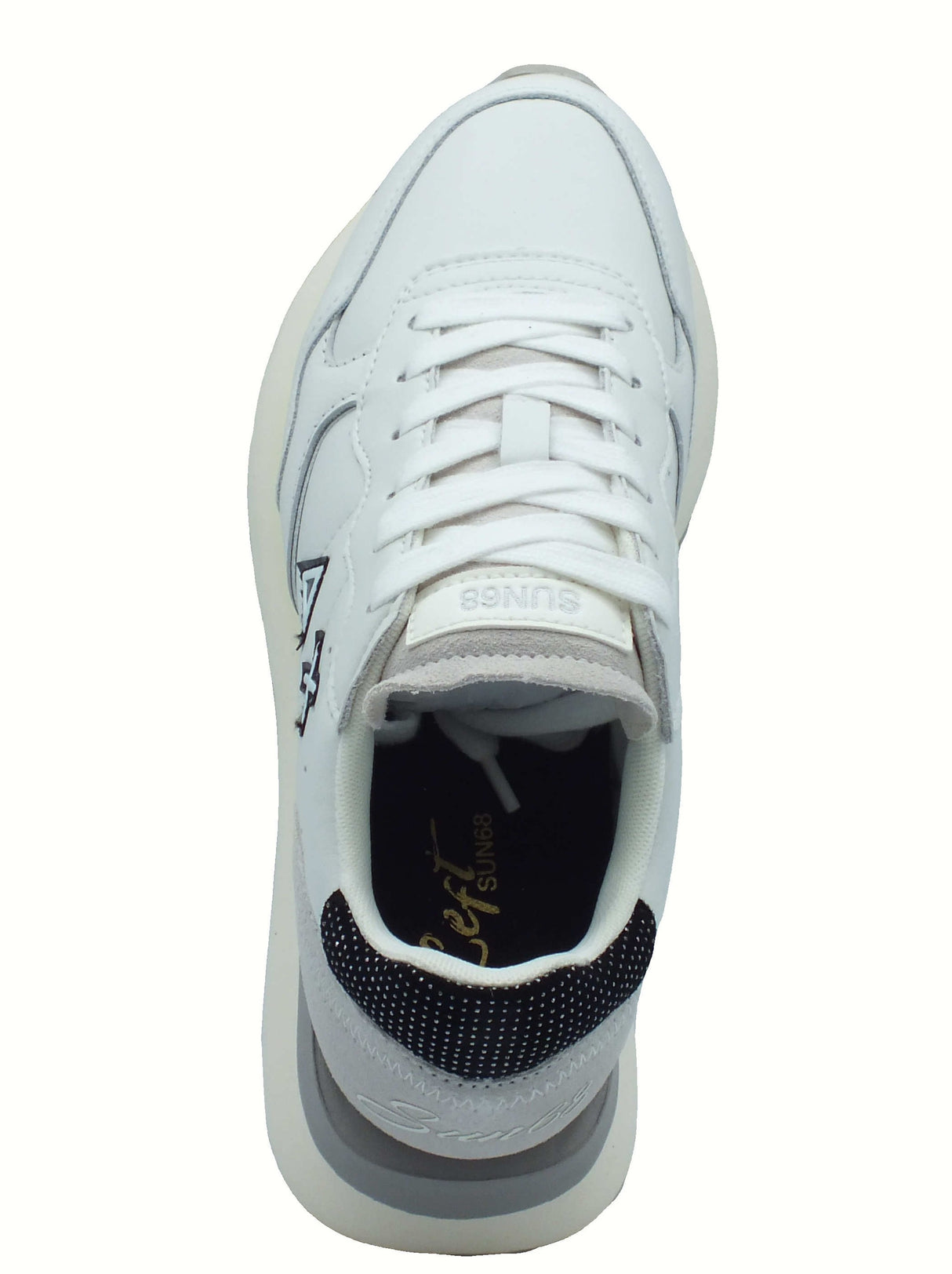 SUN68 SUN68 Z45211 Big Ally Bianco Panna Scarpe Sportive per Donna in pelle Bianco Panna