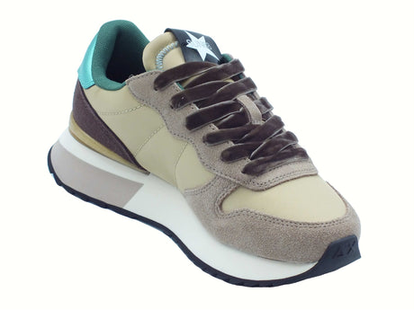 SUN68 SUN68 Z45217 Stargilrl Glitter Logo Beige Scuro Scarpe Sportive per Donna nabuk e tessuto glitterato Beige Scuro